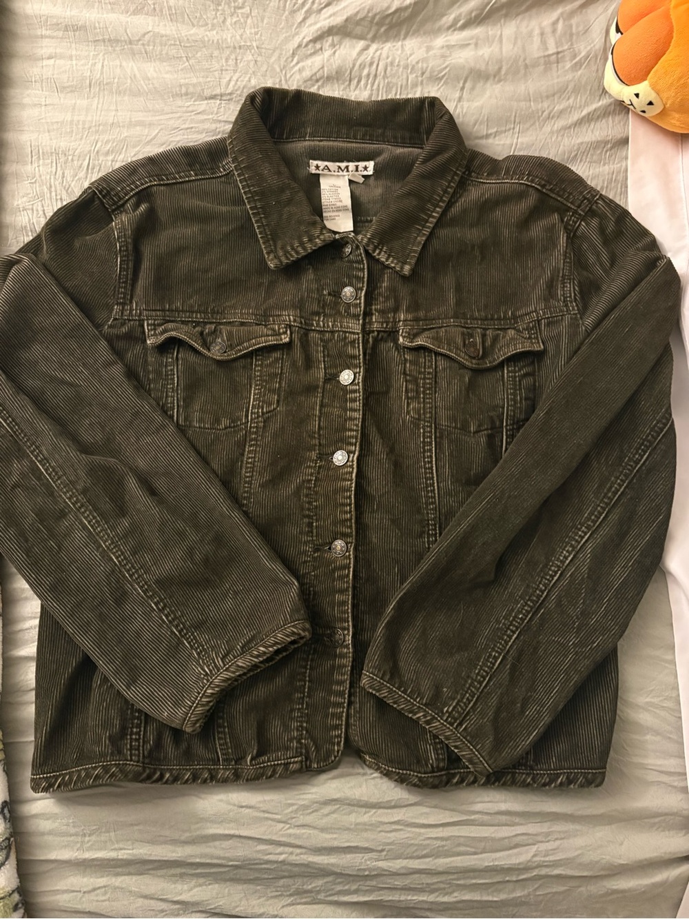 Olive Green Corduroy Jacket - Women's Casual Coat